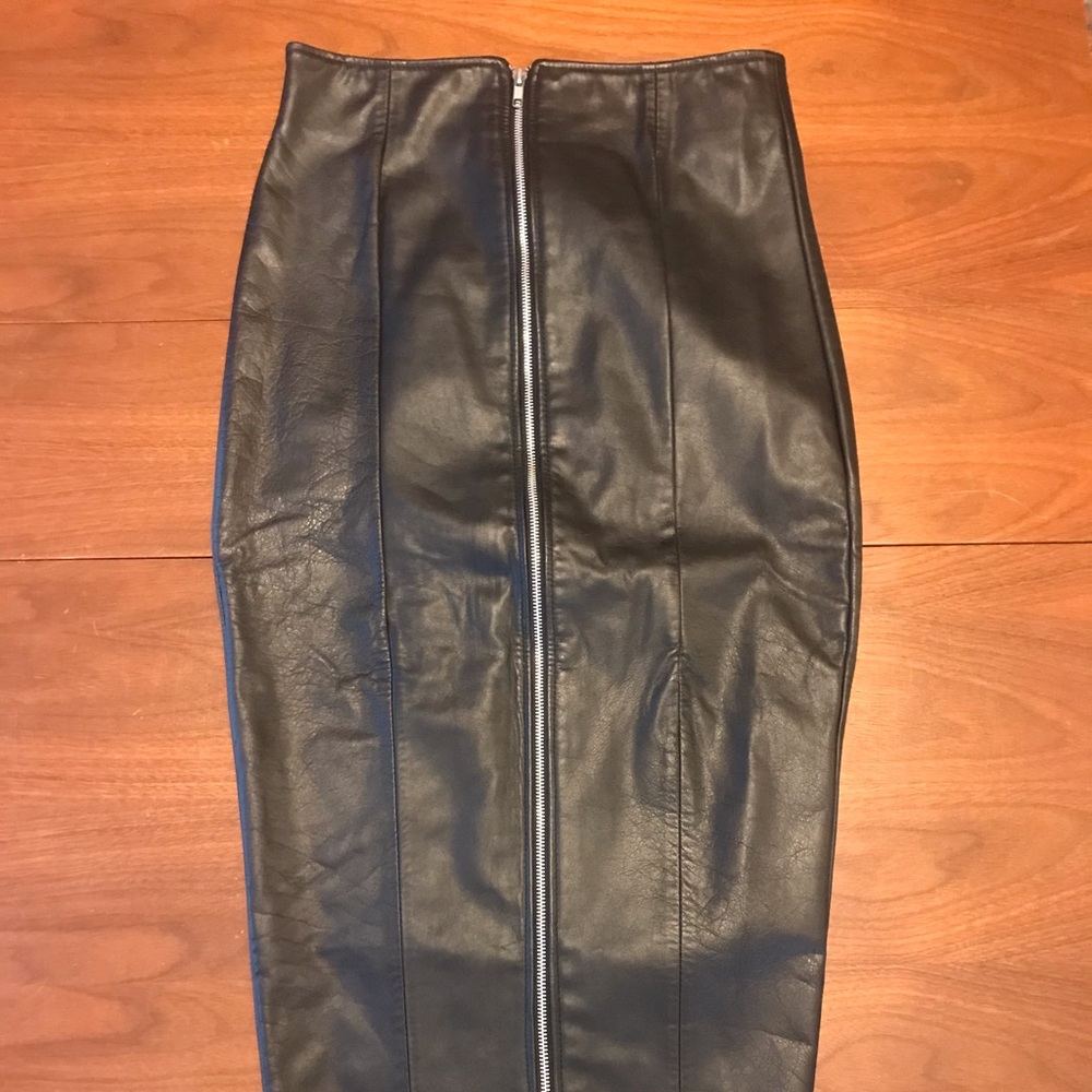 North Bound Leather Hobble Skirt - Black